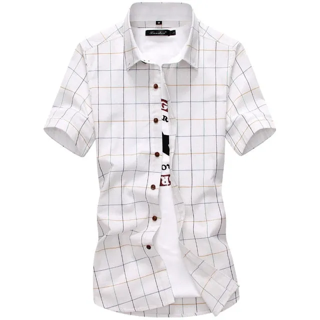 2020 New Mens Plaid Cotton Short Sleeved Summer button down Dress Shirts