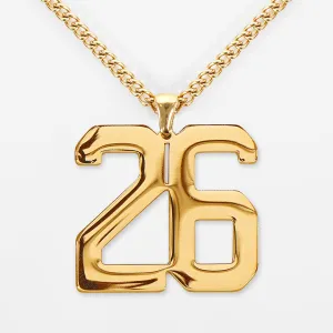 26 Number Pendant with Chain Kids Necklace - Gold Plated Stainless Steel