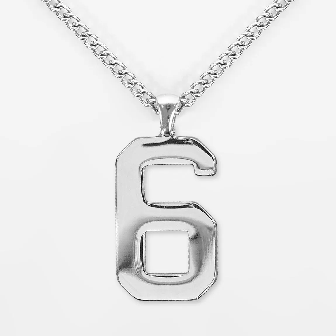 6 Number Pendant with Chain Kids Necklace - Stainless Steel