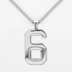 6 Number Pendant with Chain Kids Necklace - Stainless Steel