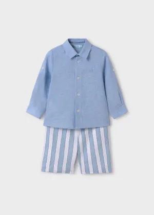 Abel & Lula Linen Shirt & Striped Shorts Set for Boy