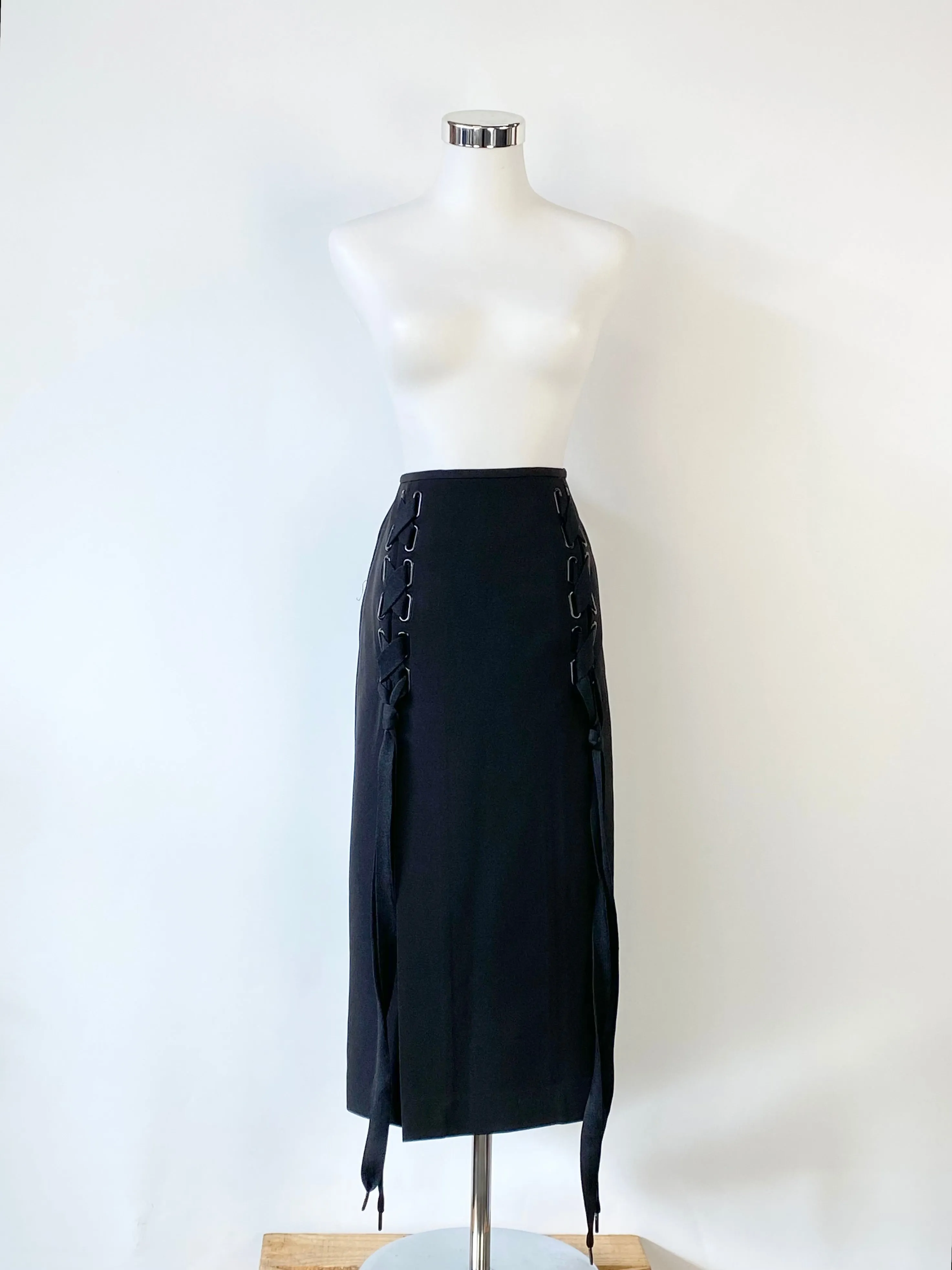 Acler Black Lace Up Pencil Skirt - AU8