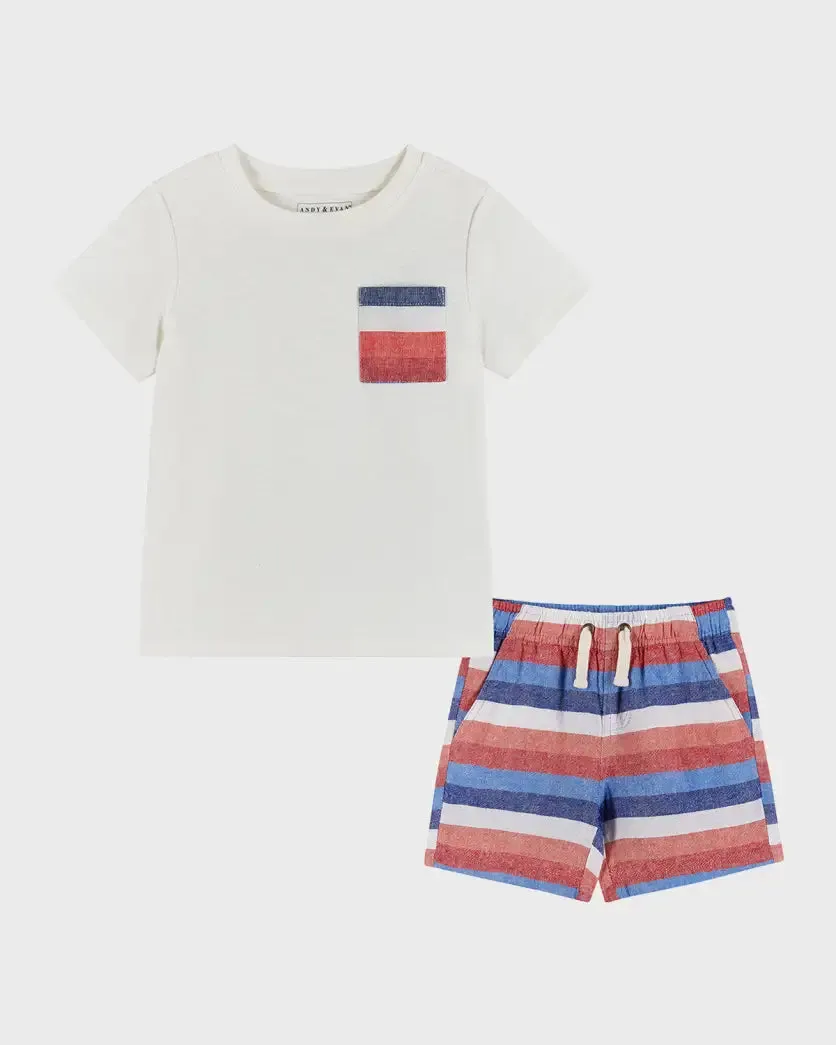 Andy & Evan - Tee and Striped Shorts Set