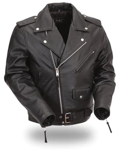 Basic Mens Leather Motorcycle Jacket