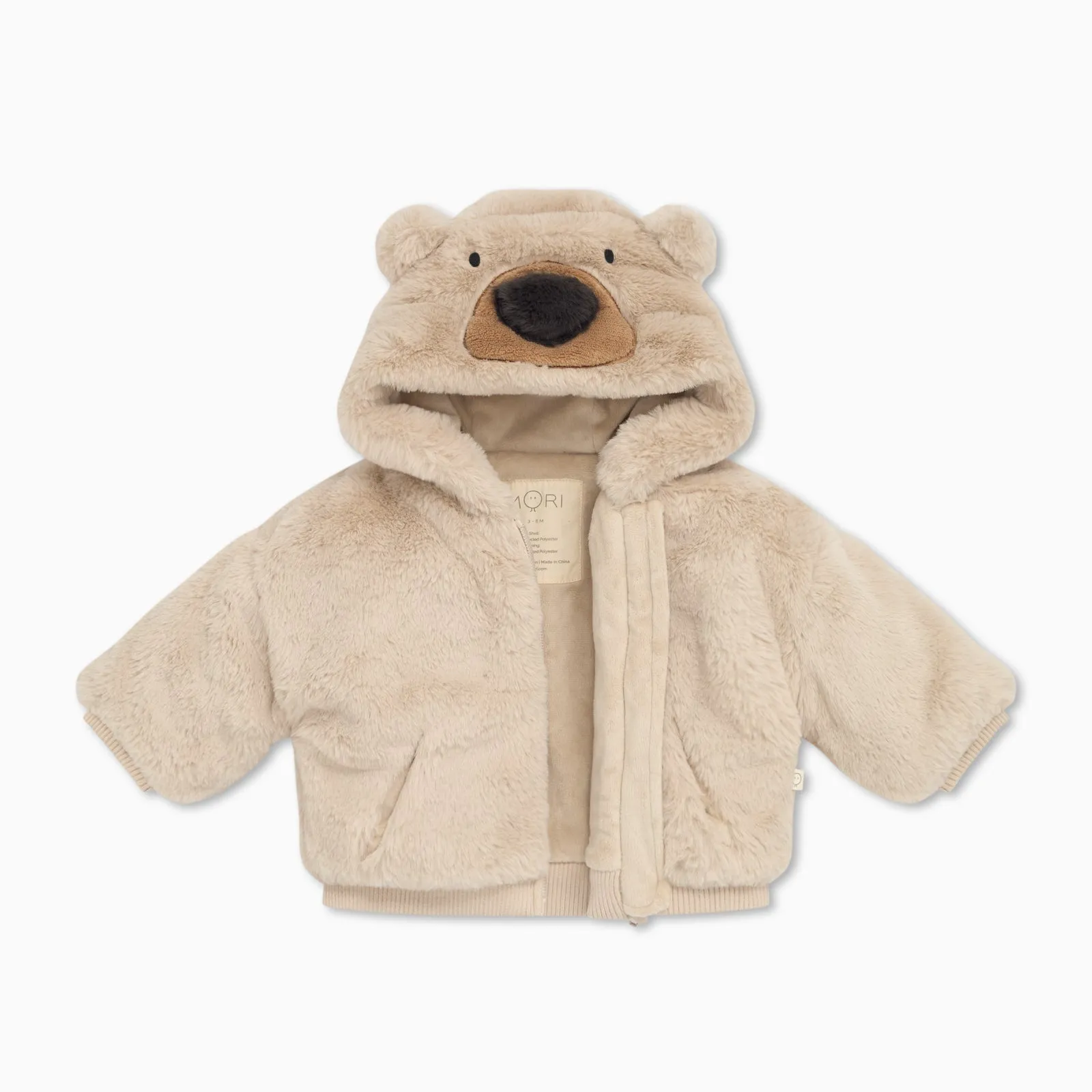 Bear Faux Fur Hooded Jacket