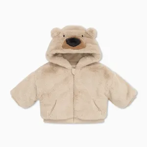 Bear Faux Fur Hooded Jacket