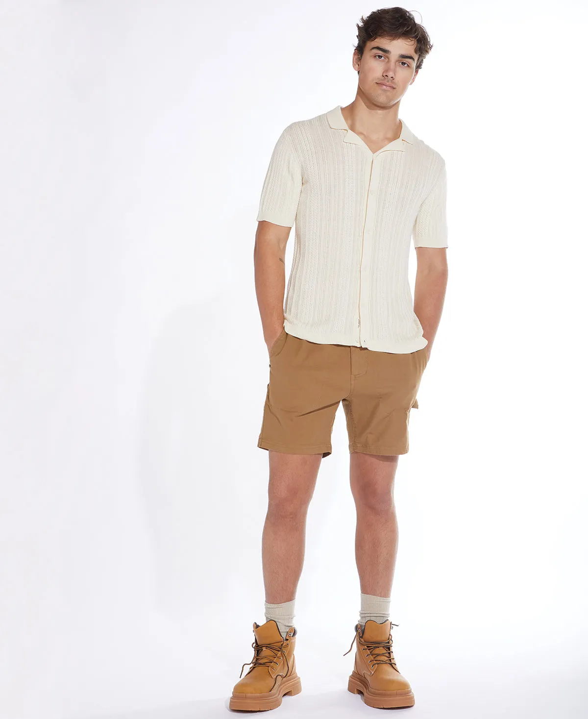 Beckett Sweater Knit Resort Shirt (Cream)