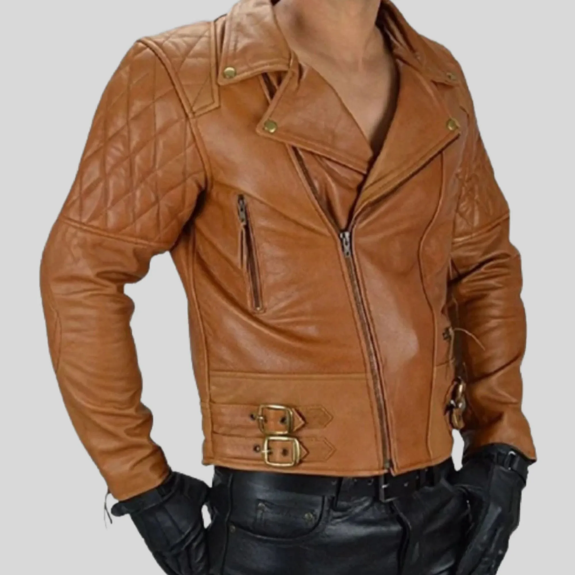 Biker Motorcycle Quilted Designer Genuine Leather Jacket