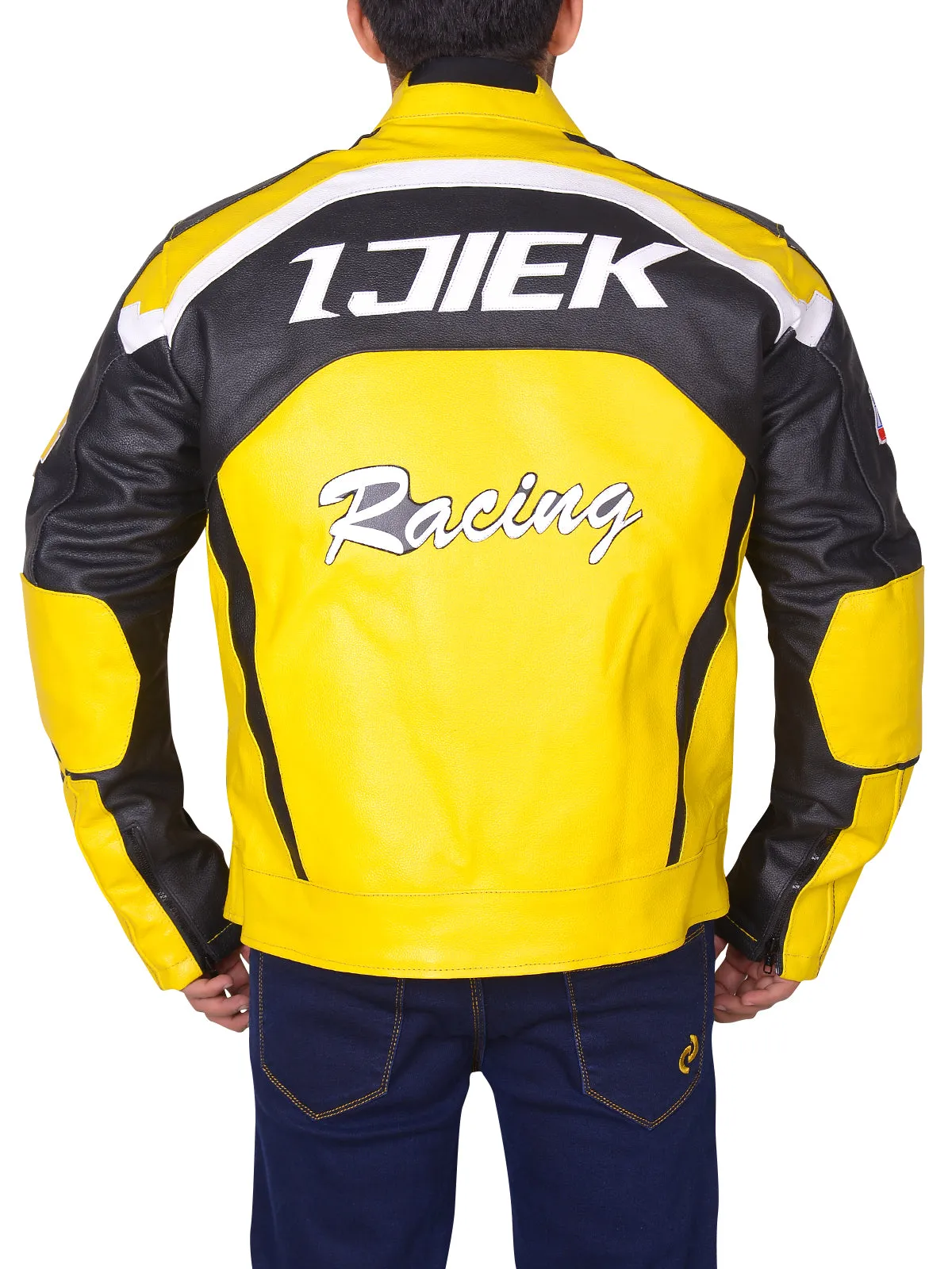 Black & Yellow Biker Leather Jacket