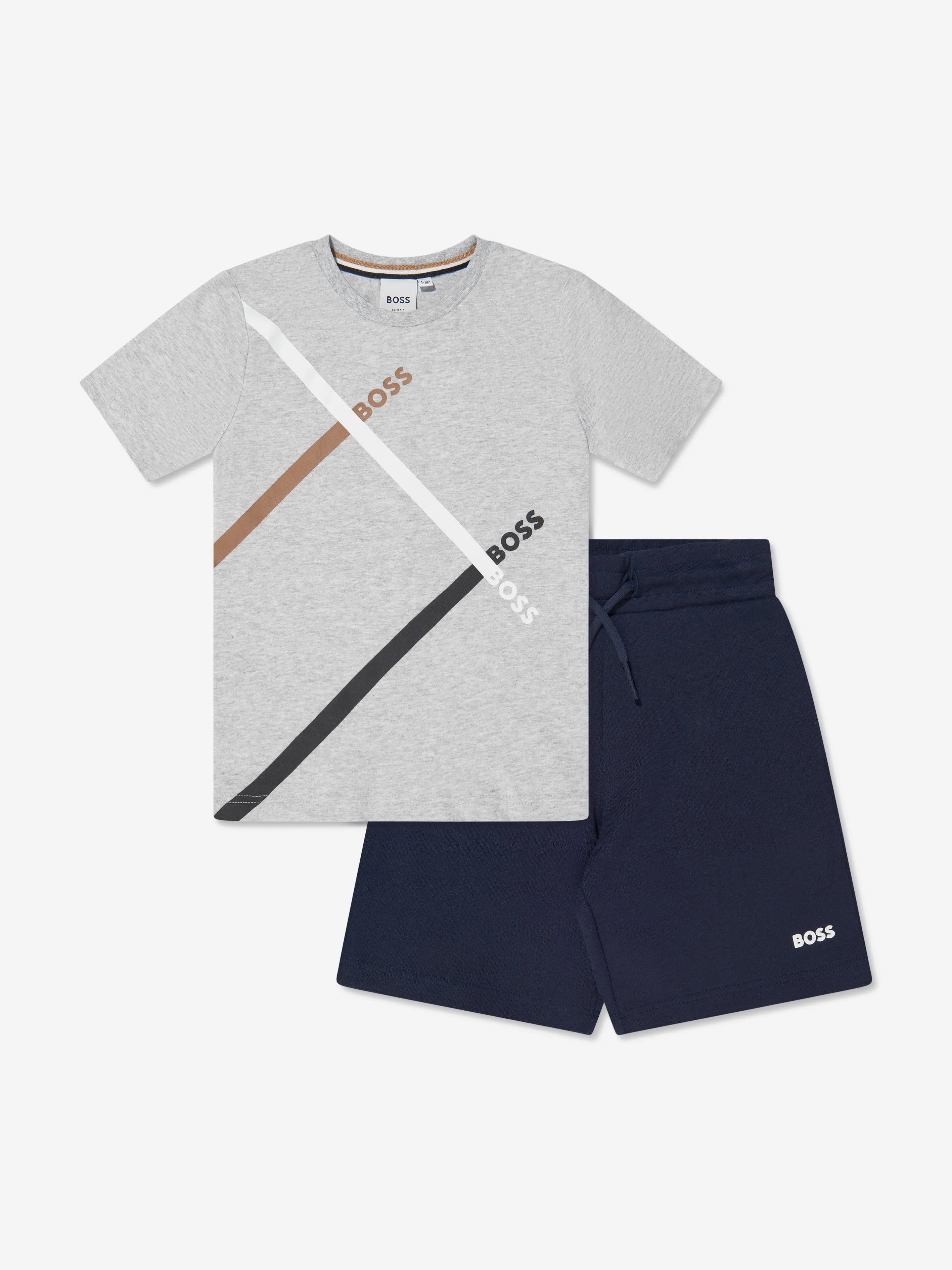 BOSS Boys T-Shirt And Shorts Set in Grey