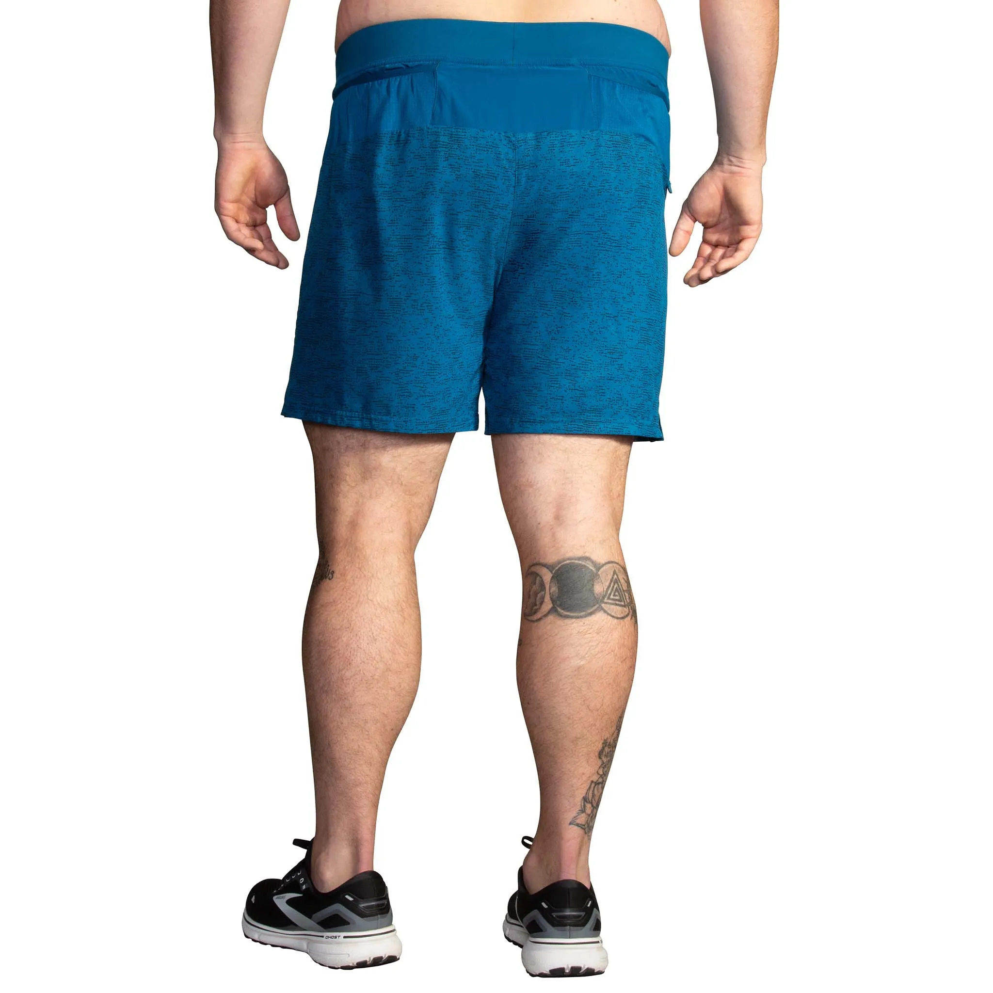 Brooks | Men's Sherpa 7" 2-in-1 Shorts - Dark Ocean Terrain Print