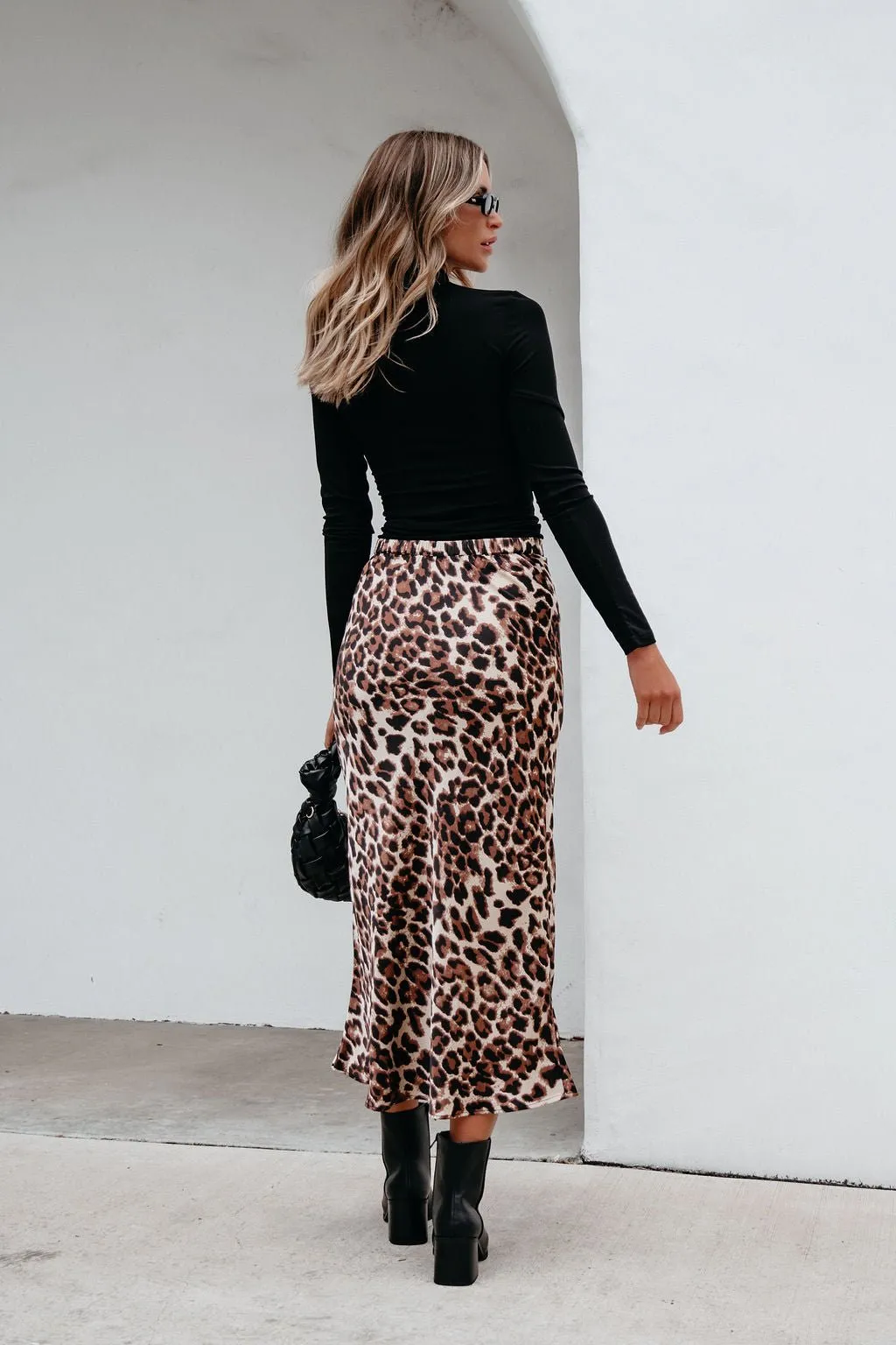 Brown Leopard Print Pencil Skirt