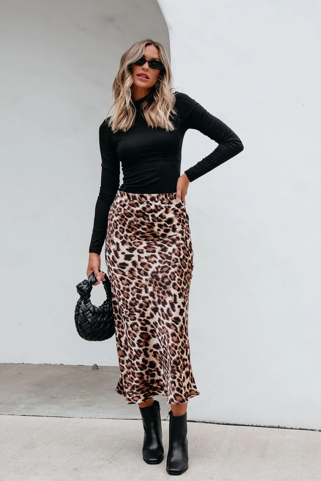 Brown Leopard Print Pencil Skirt