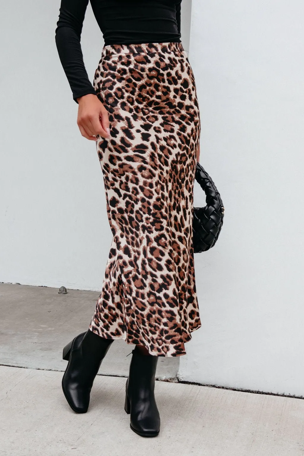 Brown Leopard Print Pencil Skirt