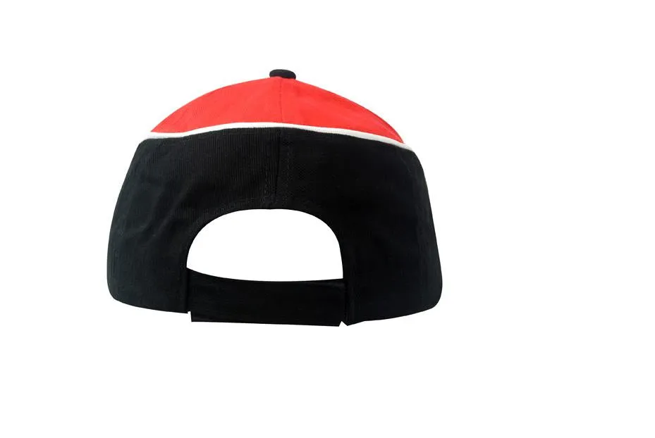 BRUSHED HEAVY COTTON CAP WITH FABRIC INSERTS/PIPING ON CROWN & PEAK