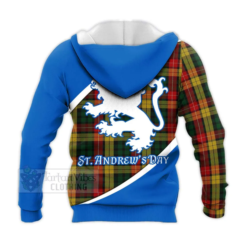 Buchanan Family Crest Tartan Knitted Hoodie Celebrate Saint Andrew's Day in Style