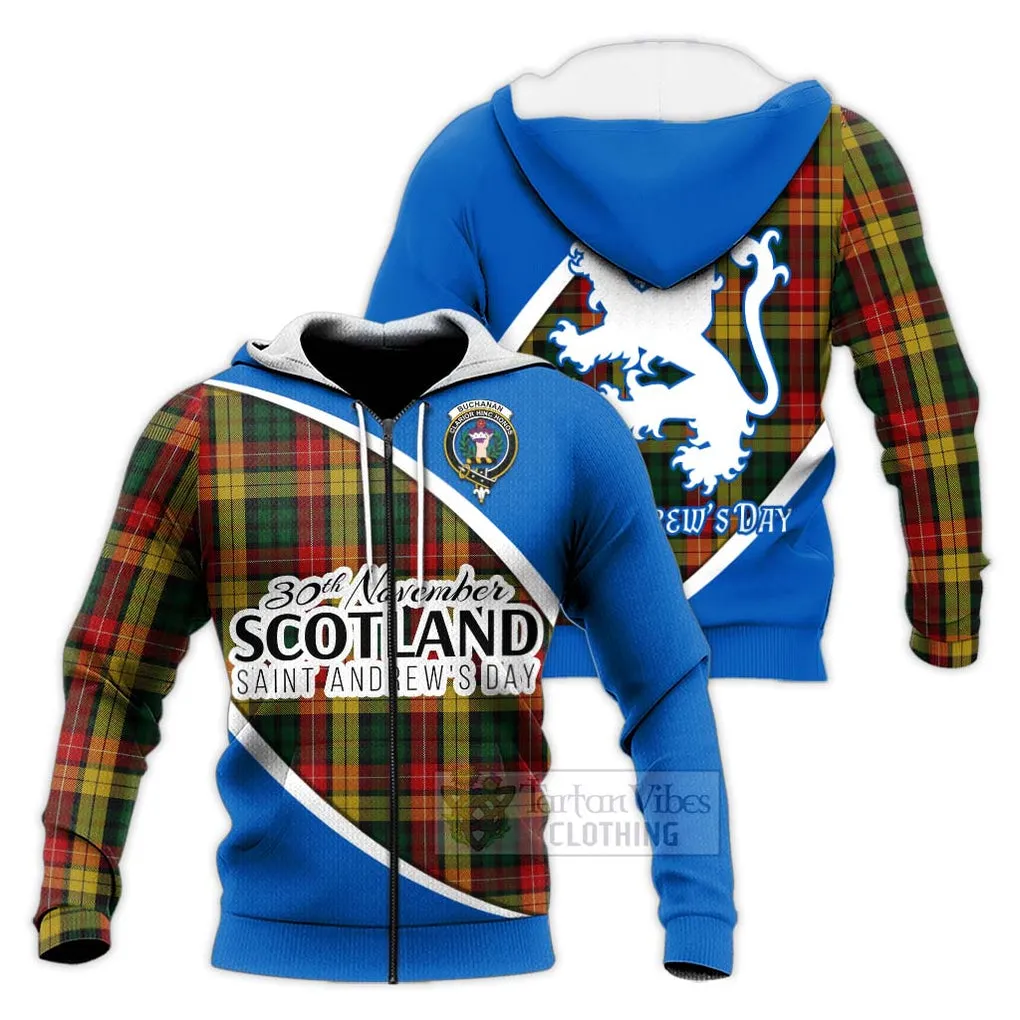 Buchanan Family Crest Tartan Knitted Hoodie Celebrate Saint Andrew's Day in Style