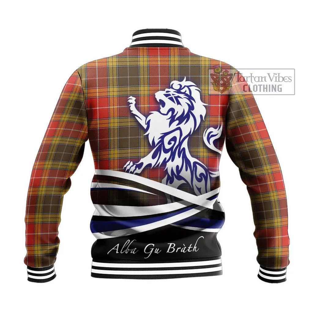 Buchanan Old Set Weathered Tartan Baseball Jacket with Alba Gu Brath Regal Lion Emblem