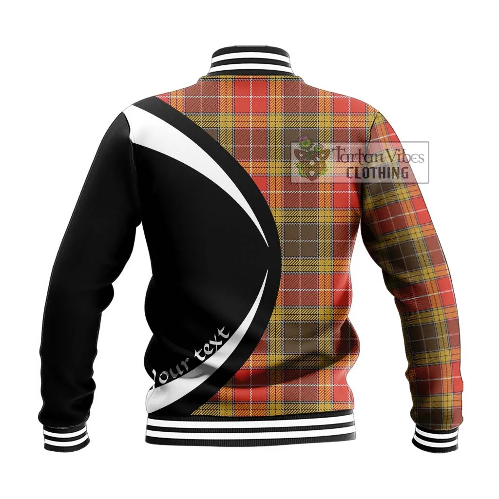 Buchanan Old Set Weathered Tartan Baseball Jacket with Family Crest Circle Style