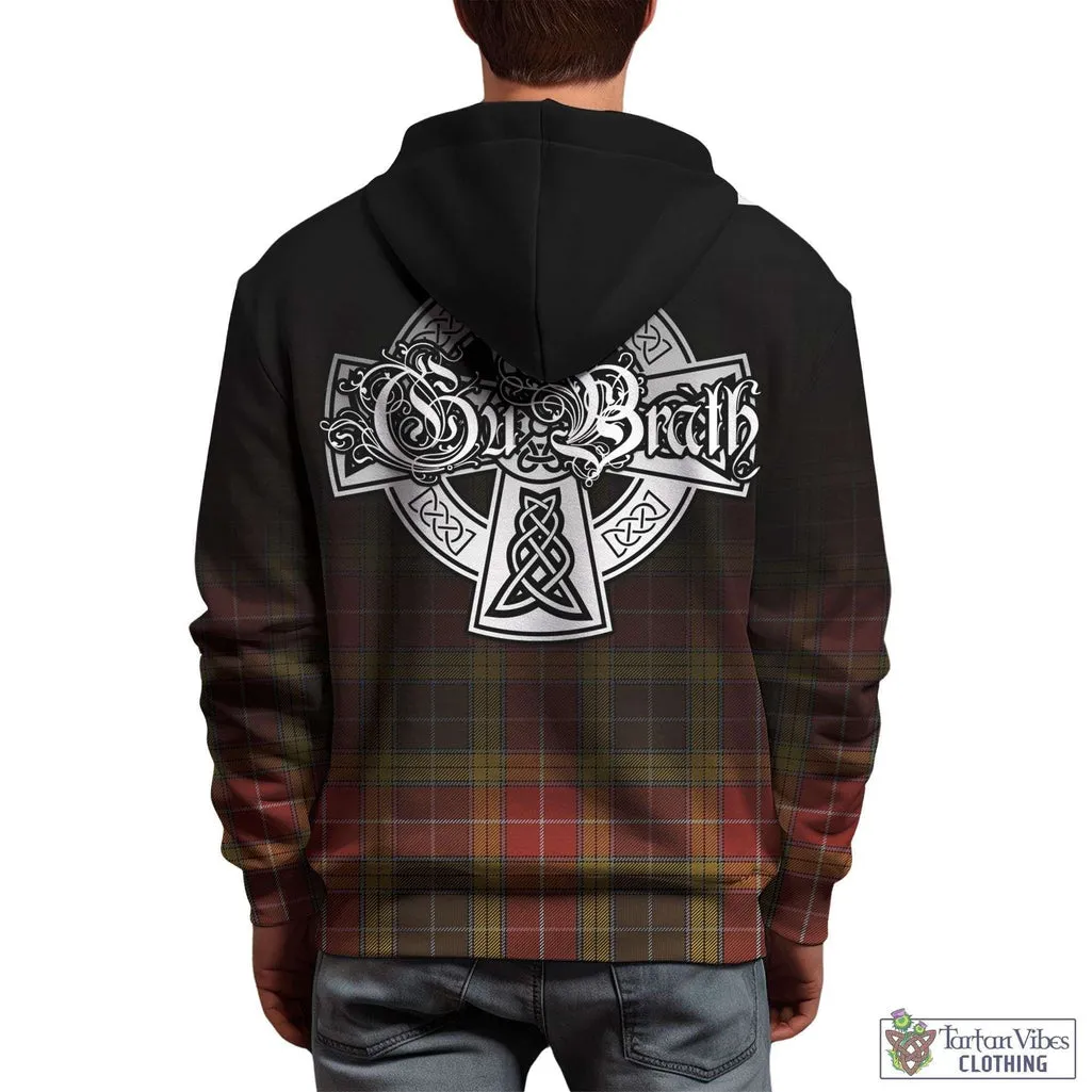 Buchanan Old Set Weathered Tartan Hoodie Featuring Alba Gu Brath Family Crest Celtic Inspired