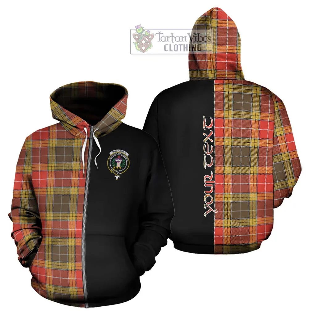 Buchanan Old Set Weathered Tartan Hoodie with Family Crest and Half Of Me Style