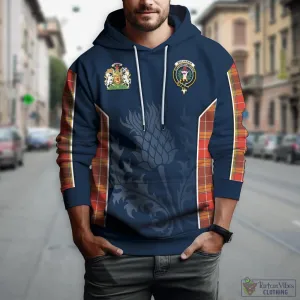 Buchanan Old Set Weathered Tartan Hoodie with Family Crest and Scottish Thistle Vibes Sport Style