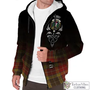 Buchanan Old Set Weathered Tartan Sherpa Hoodie Featuring Alba Gu Brath Family Crest Celtic Inspired