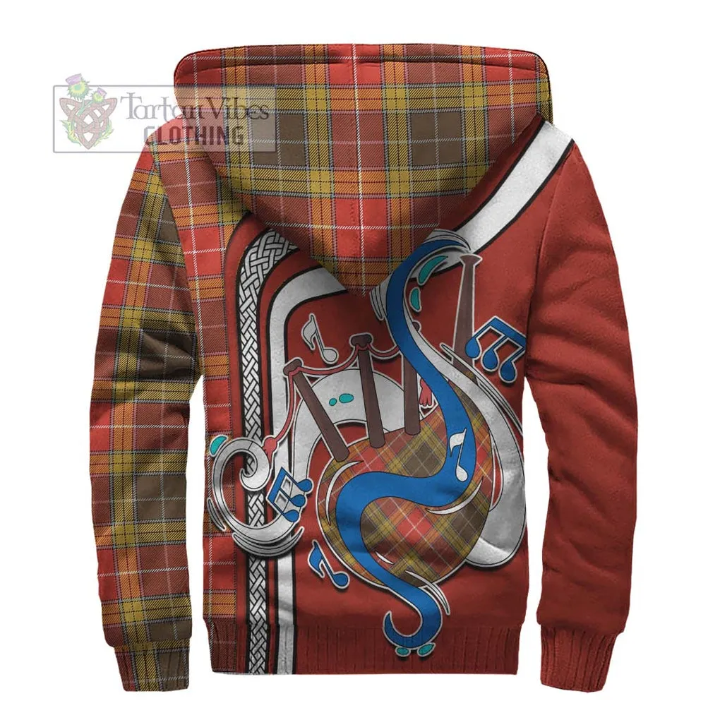 Buchanan Old Set Weathered Tartan Sherpa Hoodie with Epic Bagpipe Style