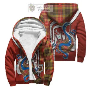 Buchanan Old Set Weathered Tartan Sherpa Hoodie with Epic Bagpipe Style