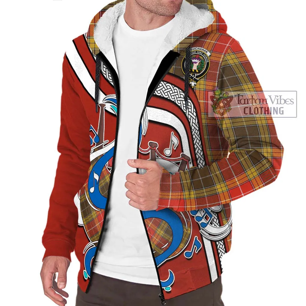 Buchanan Old Set Weathered Tartan Sherpa Hoodie with Epic Bagpipe Style