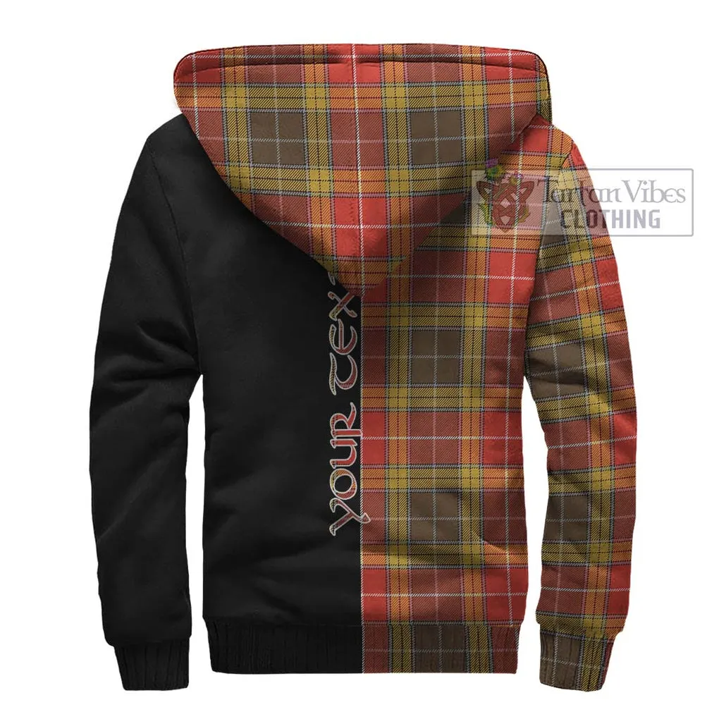 Buchanan Old Set Weathered Tartan Sherpa Hoodie with Family Crest and Half Of Me Style