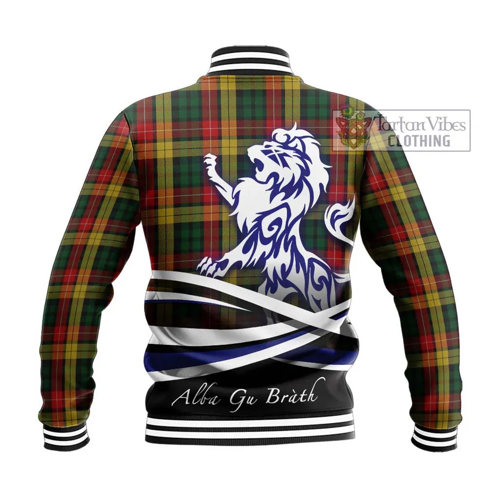 Buchanan Tartan Baseball Jacket with Alba Gu Brath Regal Lion Emblem