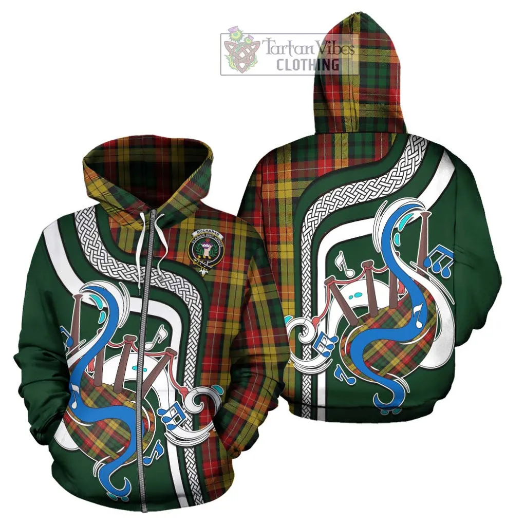 Buchanan Tartan Hoodie with Epic Bagpipe Style