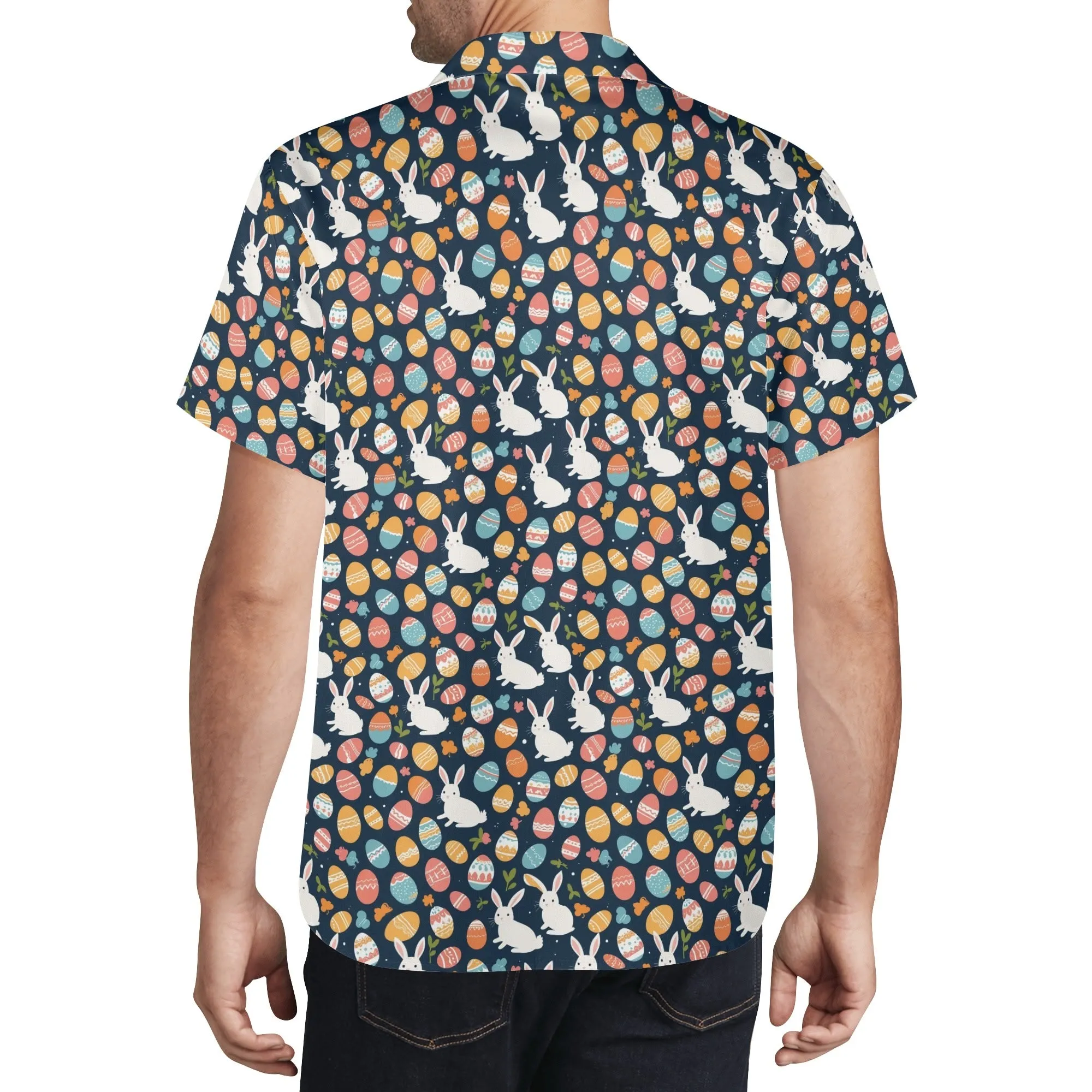 Bunny Eggs Mens Casual Hawaiian Shirt