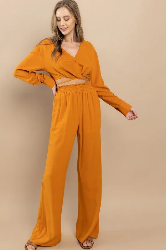 Burnt Orange Wide Leg Trouser