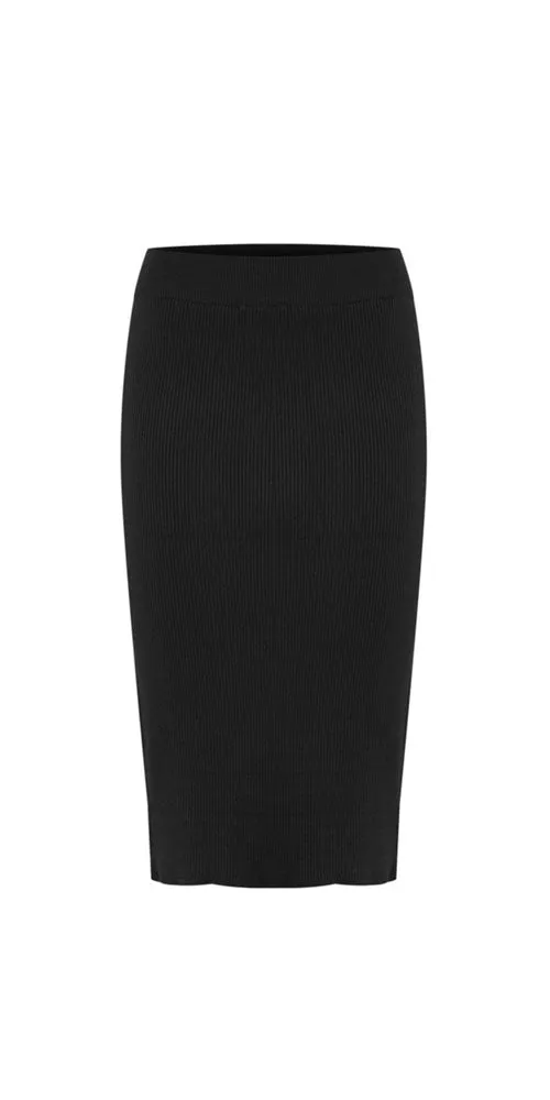 B.Young Ribbed Skirt, black