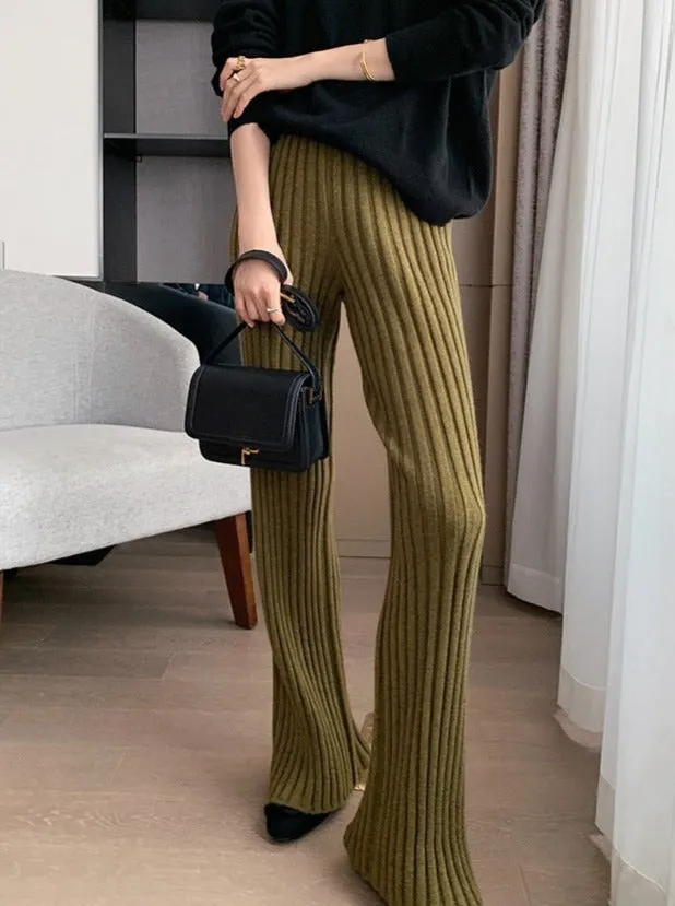 Calendre Knit Wide Leg Pants