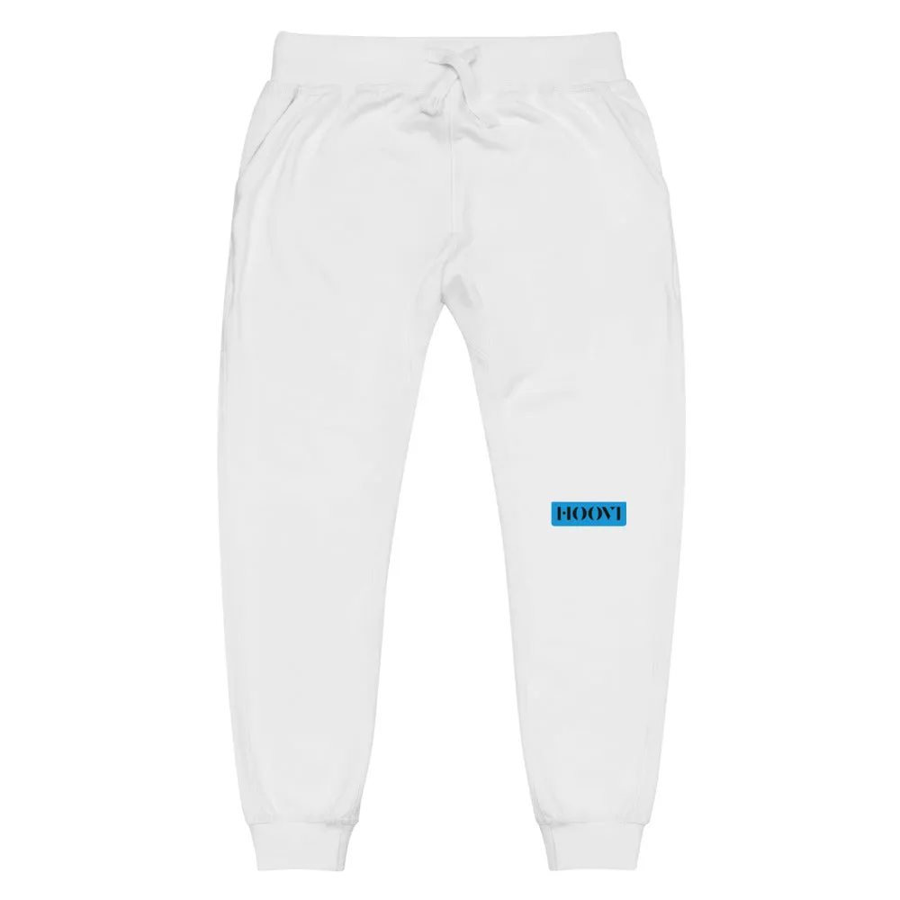 Capital H's Unisex Fleece Sweatpants (Black Hoovi Print) Deep Sky Blue & Black Logo