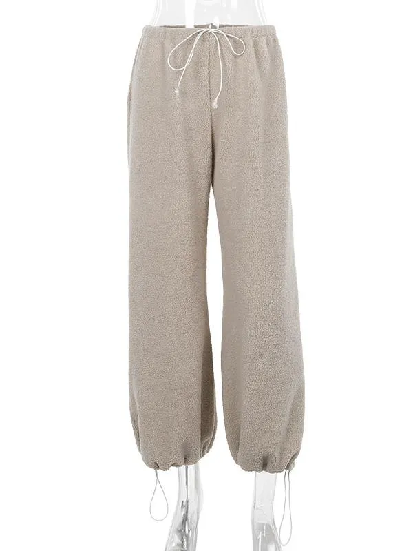 Casual All-match Lambswool Banded Pants