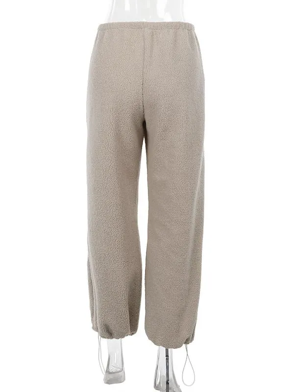 Casual All-match Lambswool Banded Pants