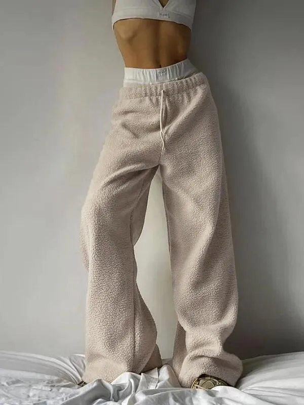 Casual All-match Lambswool Banded Pants