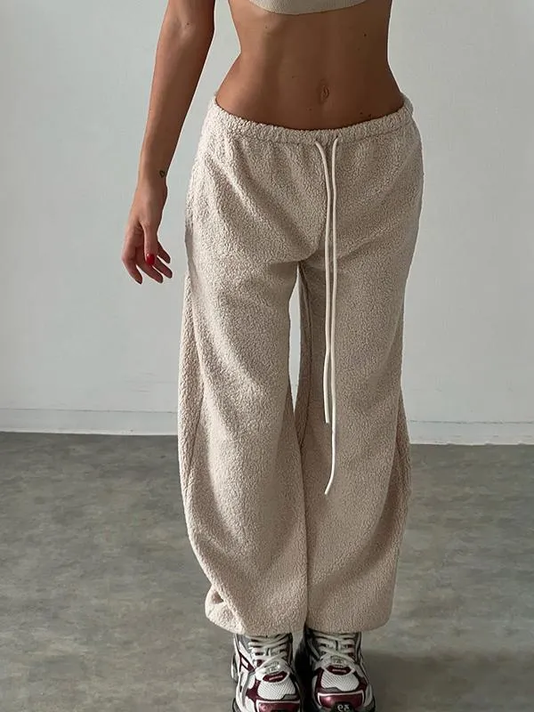 Casual All-match Lambswool Banded Pants