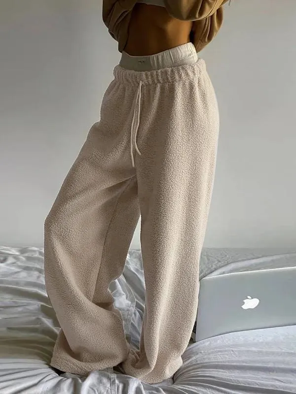 Casual All-match Lambswool Banded Pants