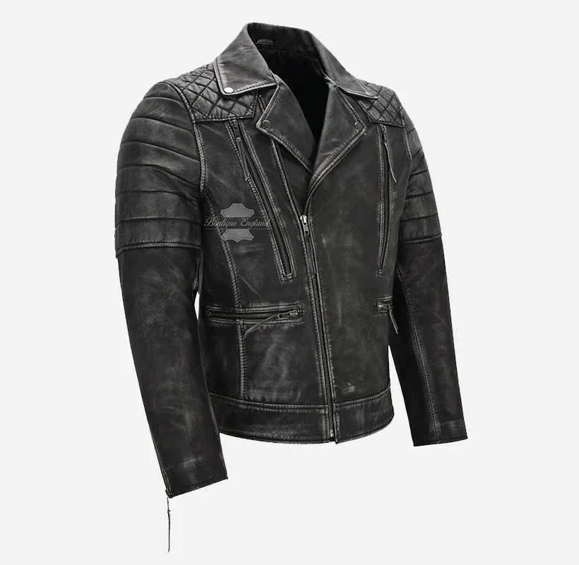 CHROME CRUISER Vintage Biker Leather Jacket Men's Leather Jacket