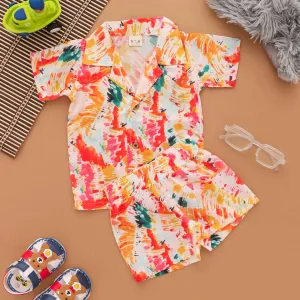 Creative Canvas: Boys' Colorful Splatter Paint Shirt and Shorts