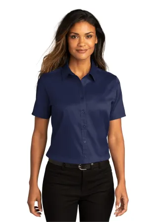 Custom Embroidered  Ladies Short Sleeve SuperPro React Twill Shirt. LW809