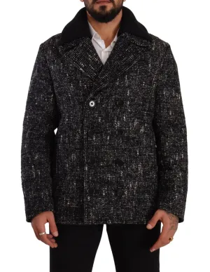 Dolce & Gabbana Black Wool Double Breasted Coat Men Jacket