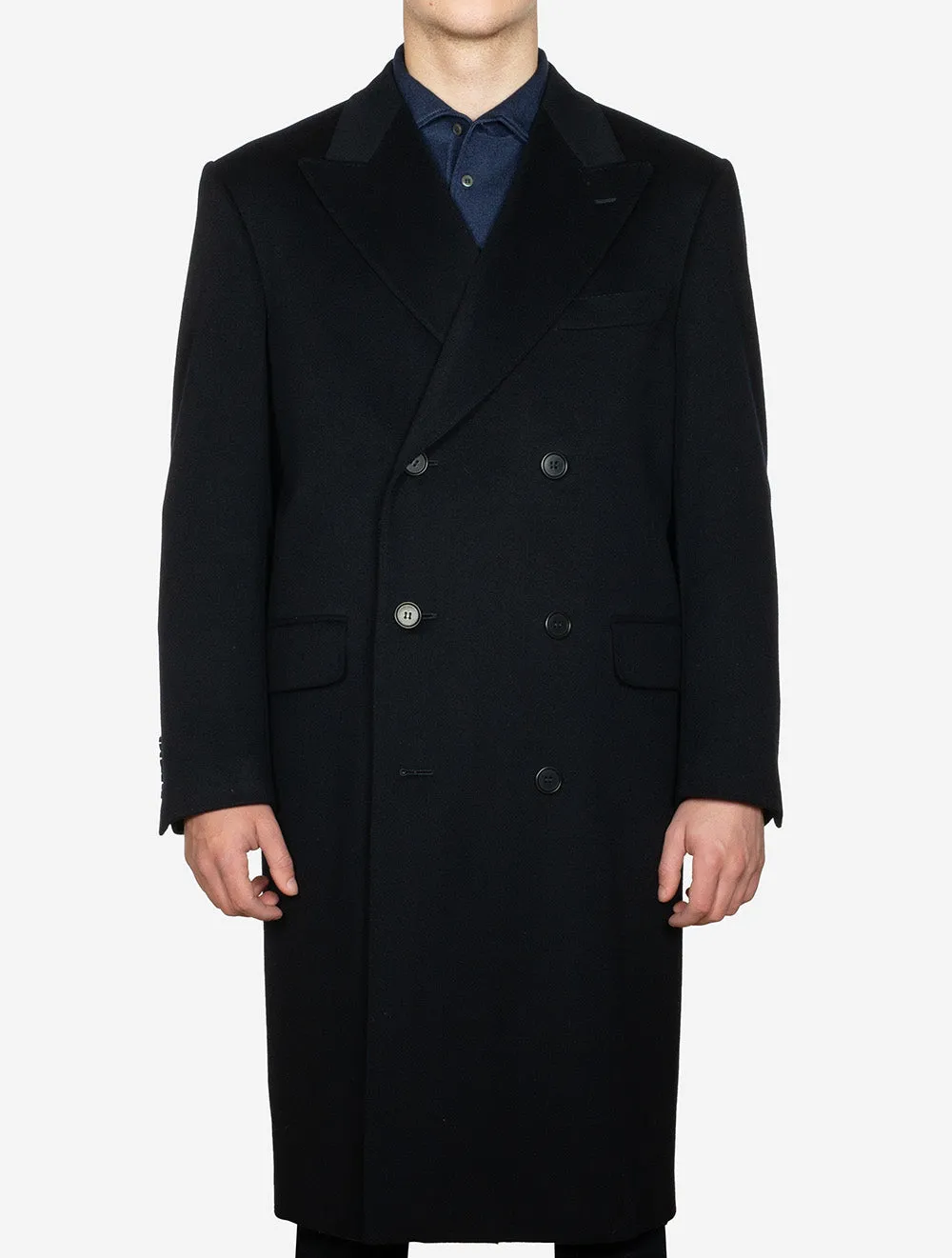 Double Breast Cashmere Overcoat Navy