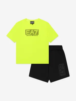 EA7 Emporio Armani Boys Train Visibility T-Shirt And Shorts Set in Green