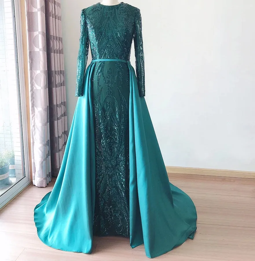 Elegant One Shoulder Evening Gown with Detachable Skirt